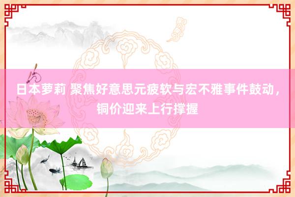 日本萝莉 聚焦好意思元疲软与宏不雅事件鼓动，铜价迎来上行撑握